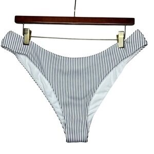 Roxy Coastal Escape Cheeky Bikini Bottoms Navy White Stripe Mini Coverage ‎ XXL